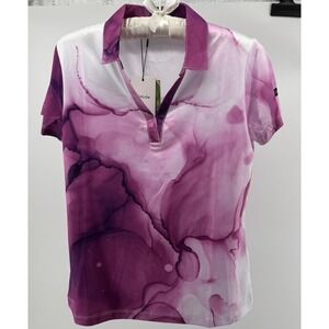 Sporty Buff Golf Polo Shirt Women S Purple Pink Marble Print NWT Athletic Top